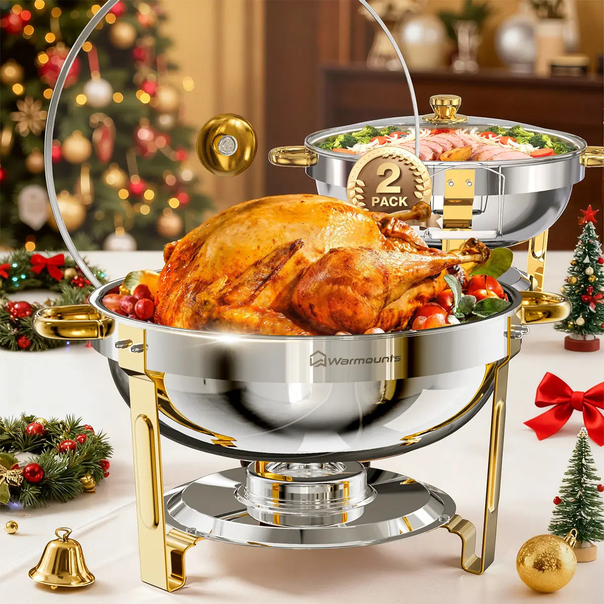 WARMOUNTS 5-Quart Buffet Warmer Set — Ideal for Parties, Catering Events, Weddings, and Banquets